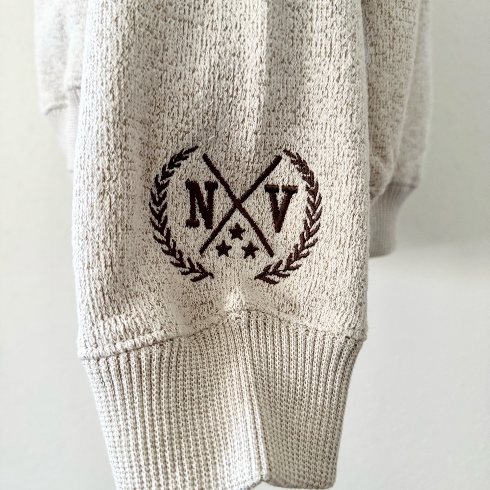 New Virginia Beach Embroidered Heather Knit Sweater Women's sz XL Natural Brown - Picture 5 of 8